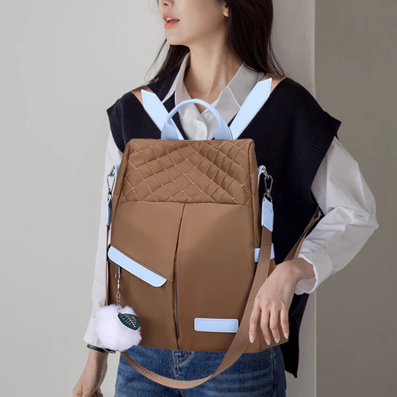 Waterproof Casual Women Backpack Purse Anti-theft Rucksack Mochila Hairball Lightweight School Shoulder Bag For Teenagers Girls