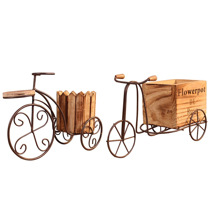 

2 Pcs Desktop Planter Garden Pot Garden Supplies Home Decoration European Wrought Iron Bicycle Flower Stand Flower Pot Craft, 23