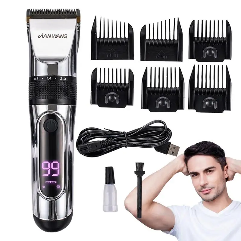 

Cordless Hair Trimmer Electric Razor For Hair Cutting Trimming With LED Display Men's Grooming Trimmer With Detachable Blades