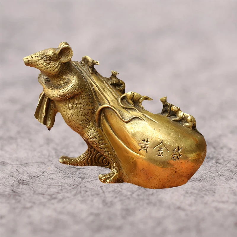 Золотая сумочка для денег с изображением богатства 6 мышей украшение офиса и дома