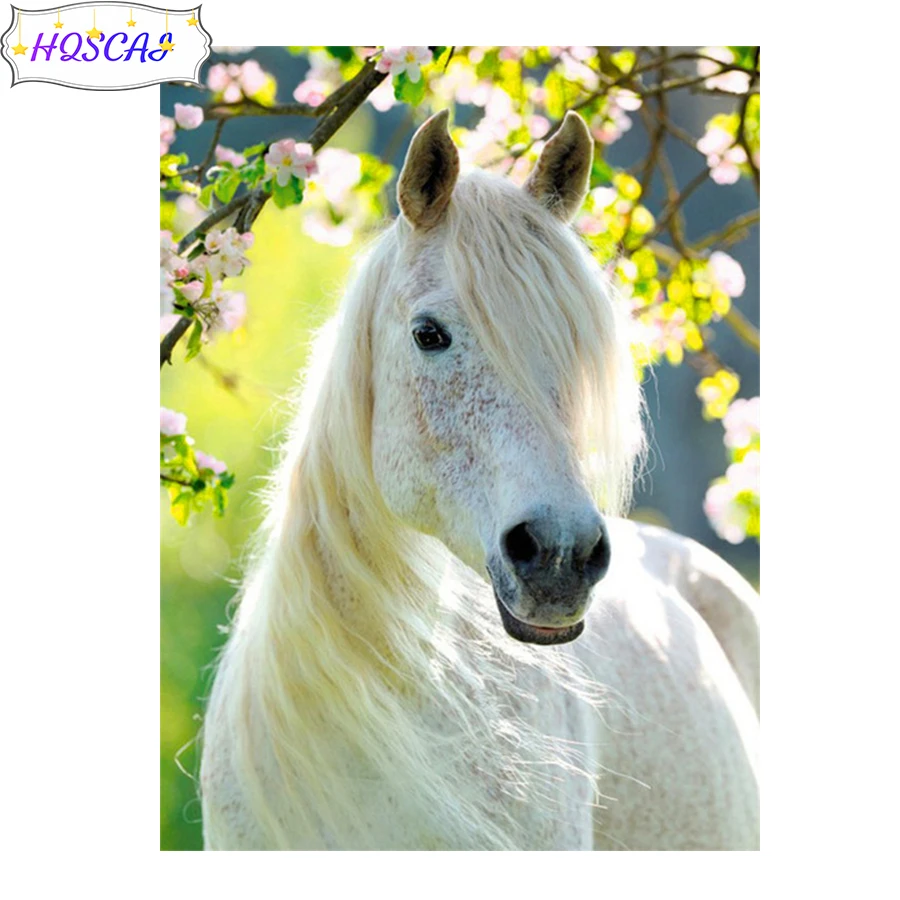 

Алмазная 5D живопись «сделай сам», алмазная вышивка «Лошадь» с животными, полная выкладка/круглая, вышивка крестиком, настенные картины, моз...