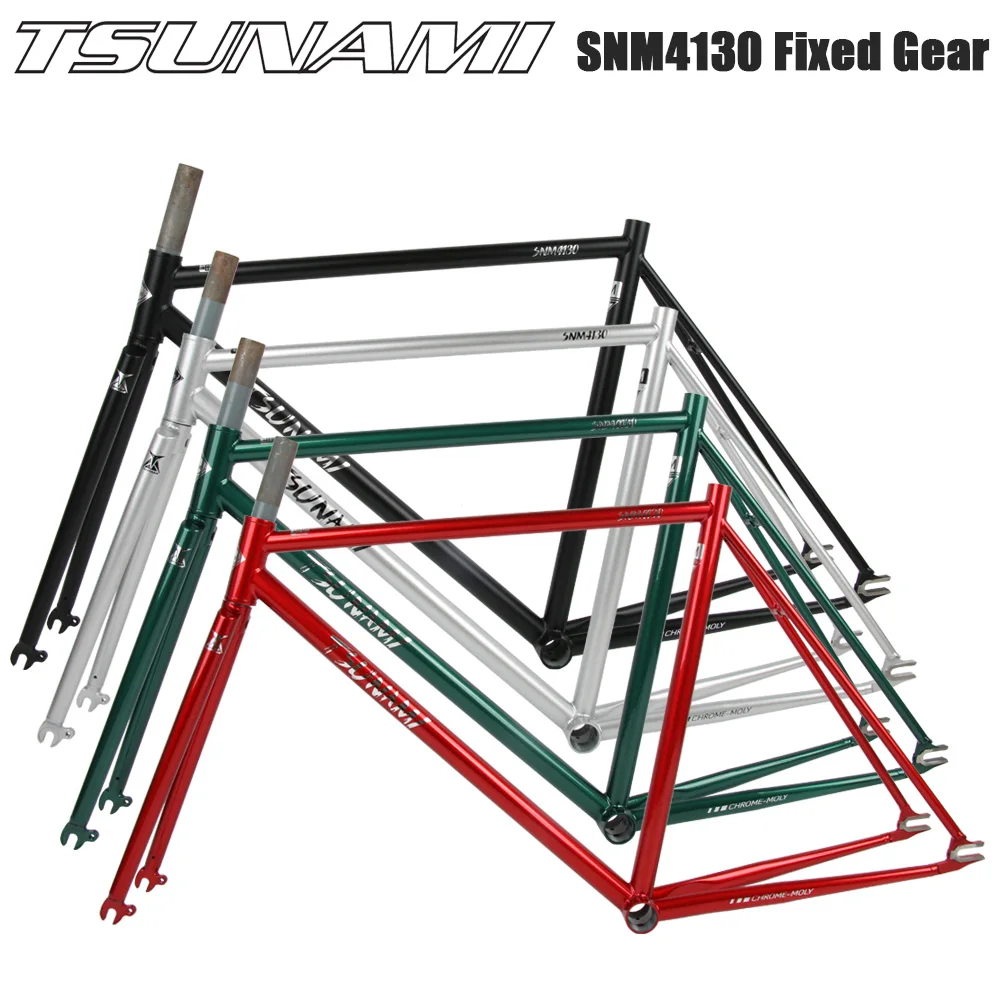 TSUNAMI SNM4130 Bicycle Frameset 700C X 52cm 54cm Fixed Gear Track Frame Bike Fixie Frame Chrome-Molybdenum Steel Racing Track