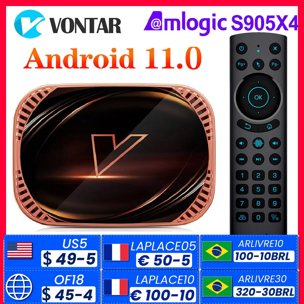 

VONTAR X4 TV Box Android 11 Amlogic S905X4 4GB 128GB 1000M Dual Wifi 4K 60fps AV1 Google Player Youtube Media Player 32GB 64GB