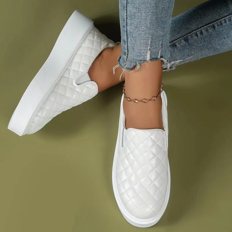 

Ladies Casual Shoes Spring and Autumn New PU Lightweight Loafers Fashion Low Heel Thick Sole Sneakers Outdoor Flat Walking