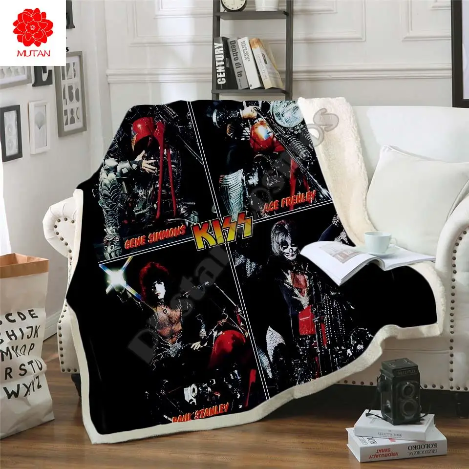 Новое одеяло KISS Rock &amp Roll All Nite вечерние 3D из шерпы с принтом на кровати домашний