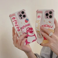 disney winnie the pooh strawberry bear bracelet phone case for iphone 12 11 pro max x xr xs max 7 8 plus se soft leather cover