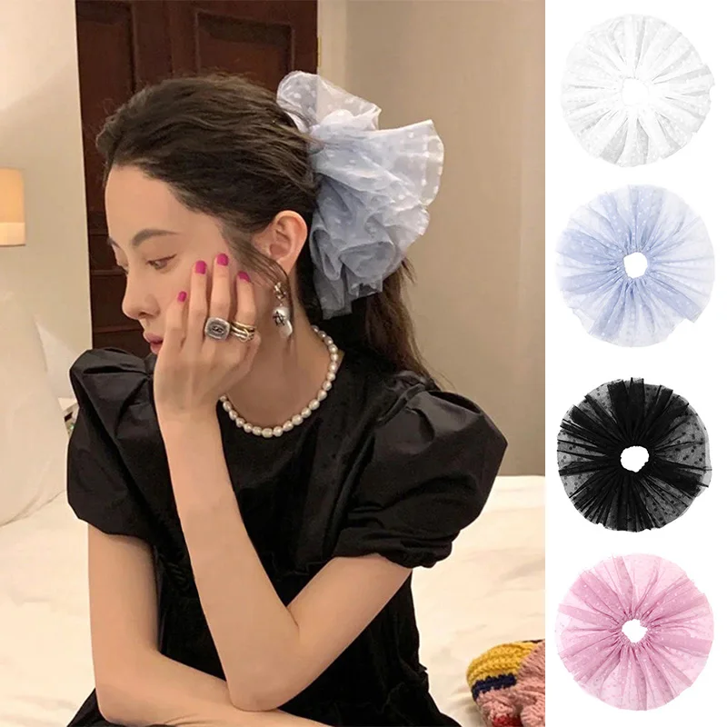 

Fashion Oversized Mesh Polka Dot Hair Ring Scrunchie Ponytail Holder Hair Rope Elegant Elastic Hair Bands Hair Accessories