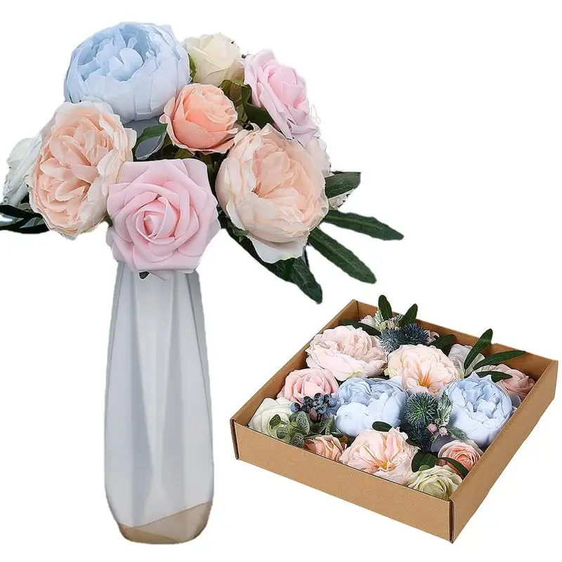 

Artificial Flower Combo Box Silk Mix Fake Flowers Leaf Realistic Artificial Flowers For Outdoors Home Decorations DIY Wedding