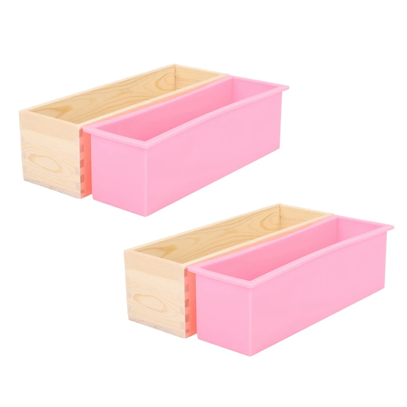 

2X 1200G DIY Soap Wooden Soap Mold Box Silicone Liner Rectangular Loaf Swirl Soap Mold Making Tool