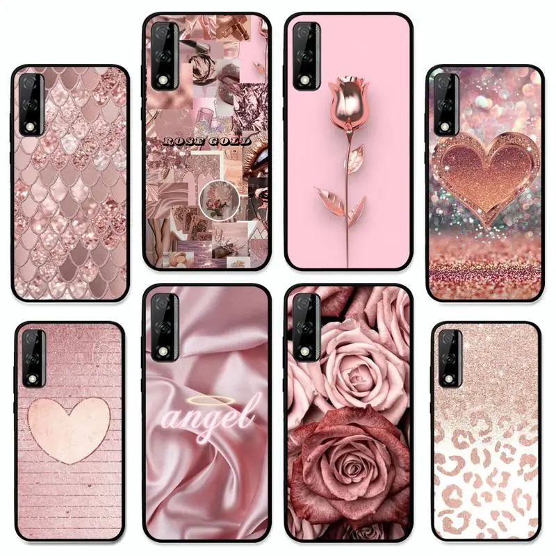 

Love Rose Gold Style Phone Case for Huawei Y 6 9 7 5 8s prime 2019 2018 enjoy 7 plus