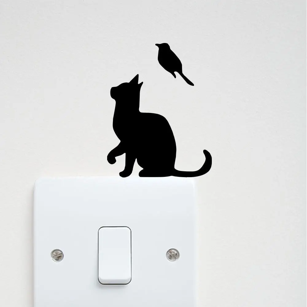 Light Switch Sticker Sofa Background Wall DIY Decoration Cat Flower PVC Creative Wall Sticker Children Bedroom Home Decor