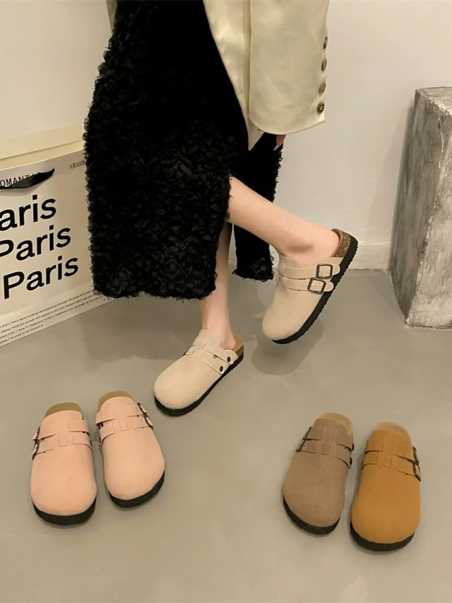 

Туфли женские на среднем каблуке, лоферы, Повседневные тапочки, сланцы, платформа, роскошная обувь на плоской подошве, римская обувь из искусственной ткани, 2023