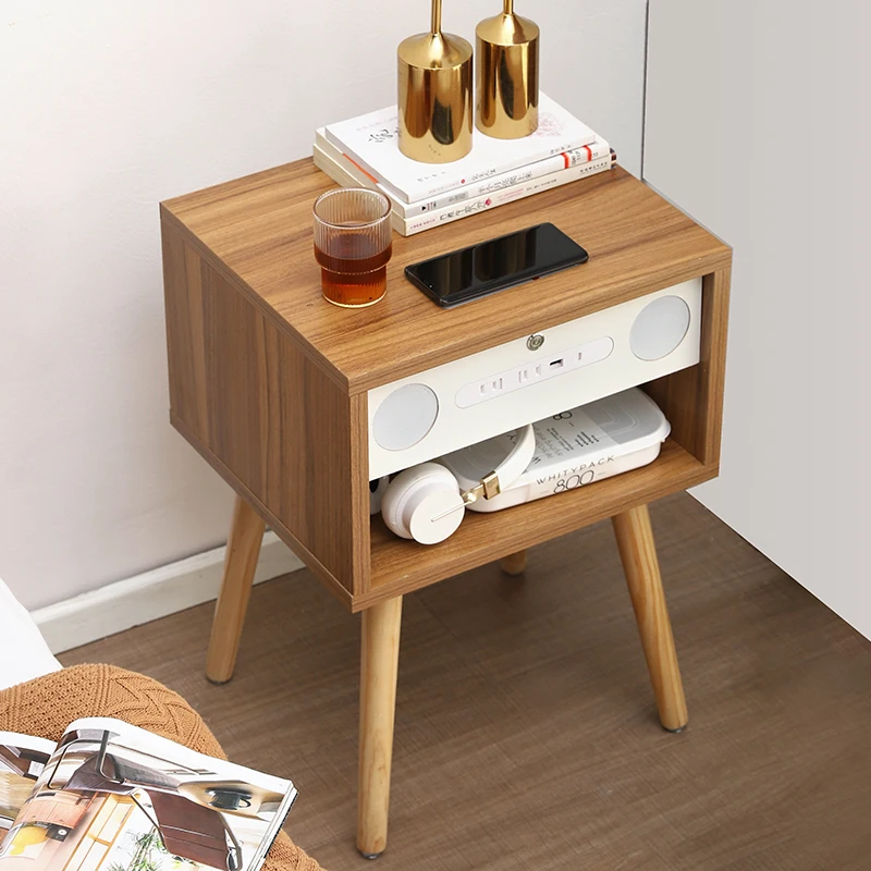 

Luxury Simple Nightstands Fingerprint Lock Multifunctional Smart Bedside Table With Wireless Charger Muebles Bedroom Furniture