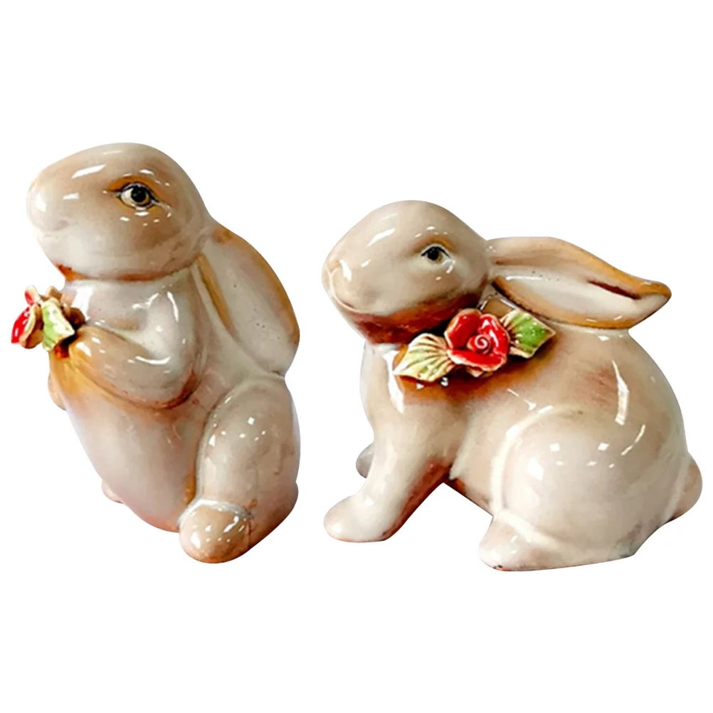 

Керамическая статуэтка кролика, фигурка животного, Декор, китайская садовая скульптура, настольное украшение, уличные статуи зодиака, стол
