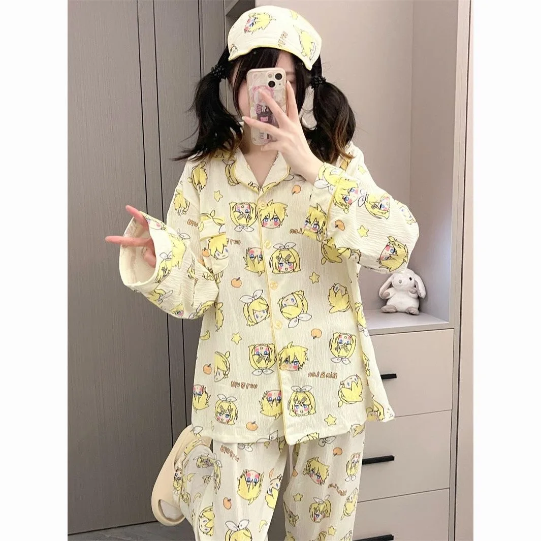 Кагамине Рин Лен аниме-фигурка пижамы для девочек с длинными рукавами