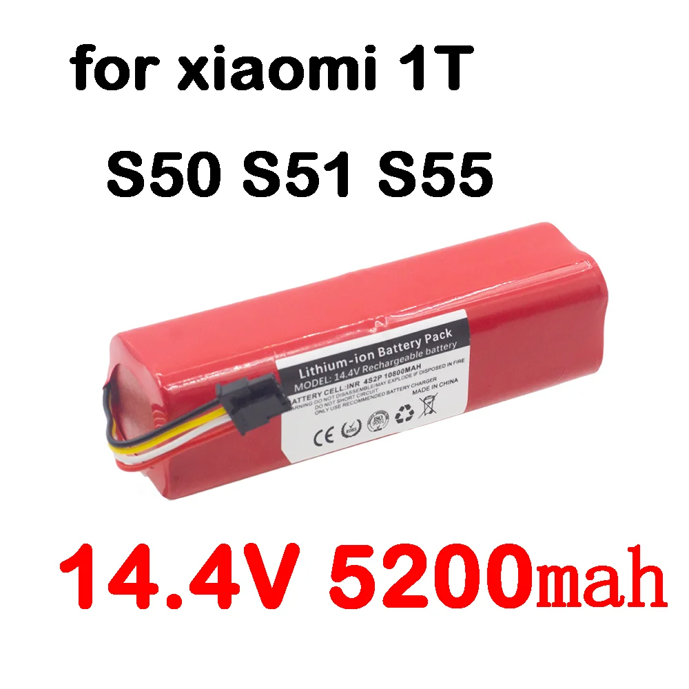 

Battery For Xiaomi Mijia Robot Vacuum Cleaner Roborock 1T S50 S51 S55 New Li-Ion 18650 14.4V 14.8V 5200mAh