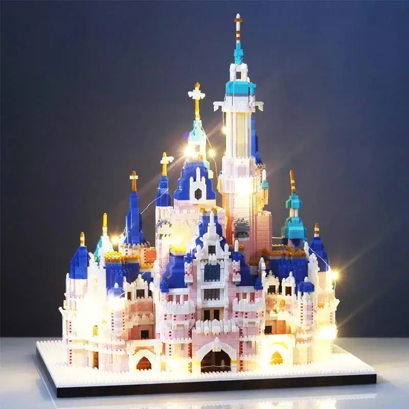 

Pink Princess Castle House Building Blocks Kit Bricks Classic Cartoon Movie Animation Model Kids Girl Toys for Children Gift