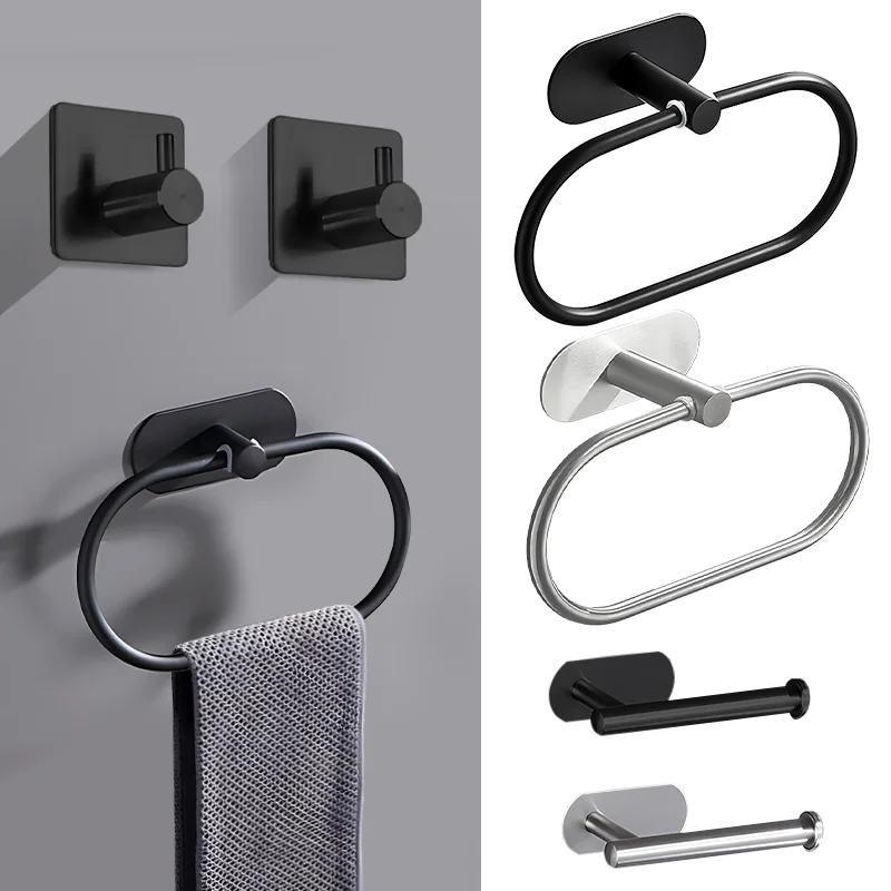 

Wall Mount Toilet Towel Paper Holder Stainless Steel Punch-free Roll Paper Holder Kitchen Roll Paper Stand Storage Holder