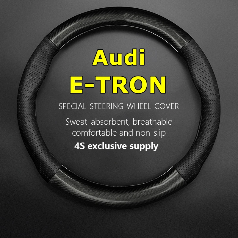 

PU/PVC Carbon For Audi E-TRON Steering Wheel Cover Genuine Leather Carbon Fiber Fit 50 Quattro 2020 2021 2022