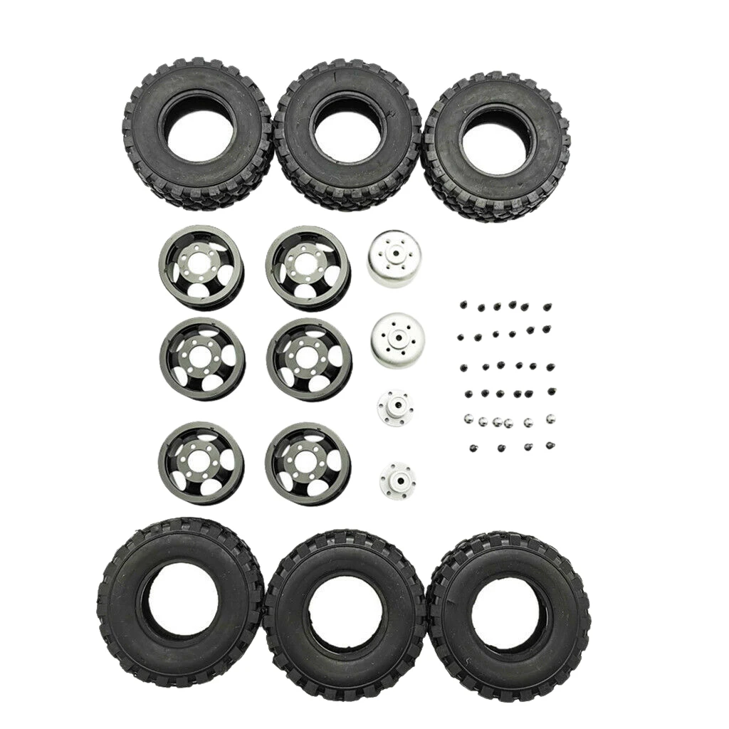 

DIY Double Tire Metal Wheel KIT for Wpl B14 B24 Q62 Q63 1/16 Truck 4WD Rc Car Parts(Black)