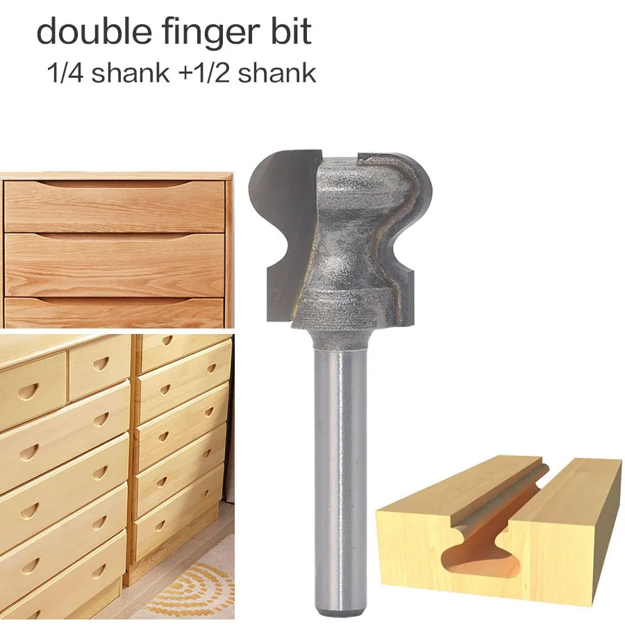 

1PC 1/4" 6.35MM 1/2" 12.7MM Shank Milling Cutter Wood Carving Double Finger Bit Woodworking Tools Wood Milling Cutter End Mill