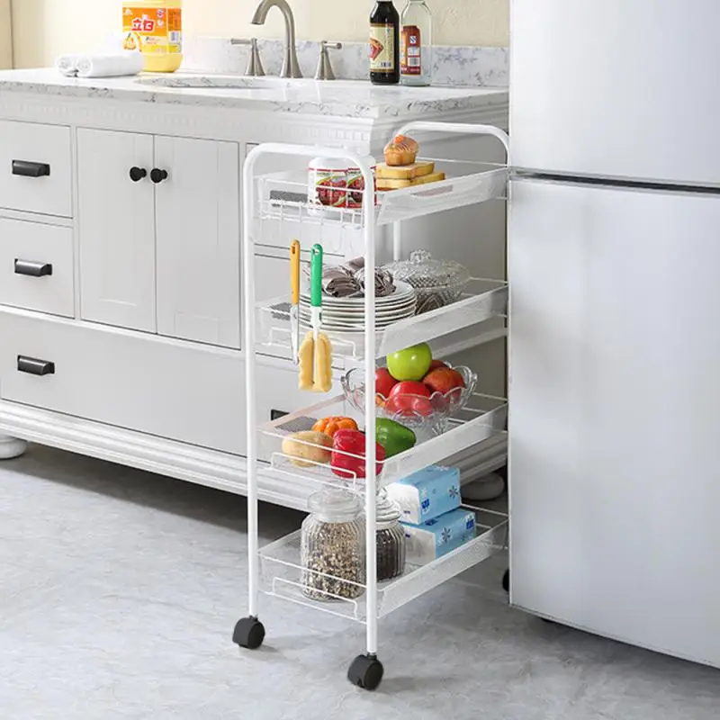 

45x27x85cm Trolley For Bathroom Kitchen 4-layer Diamond Cart Anti-corrosion Rhombus Cart Durable Anti-rust Cart Storage Rack HWC