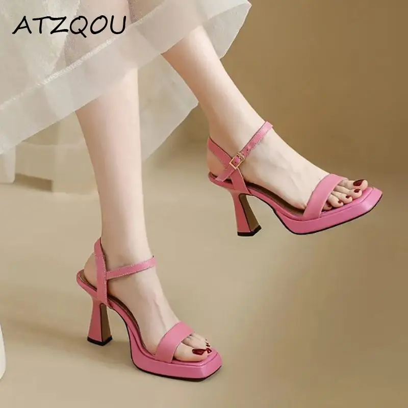

Женские туфли на высоком каблуке с толстой подошвой, летние розовые женские туфли-лодочки с ремешком и пряжкой, однотонные