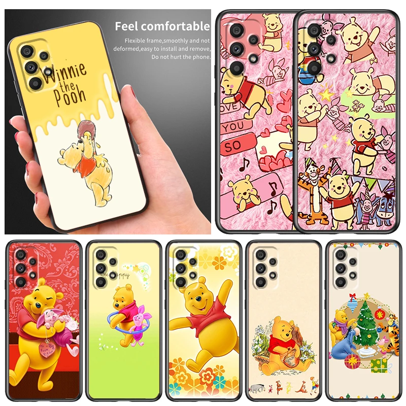 

Winnie the Pooh Cute Phone Case For Samsung A73 A72 A71 A53 A52 A51 A42 A33 A32 A23 A22 A21S A13 A04 A03 5G Black FUnda