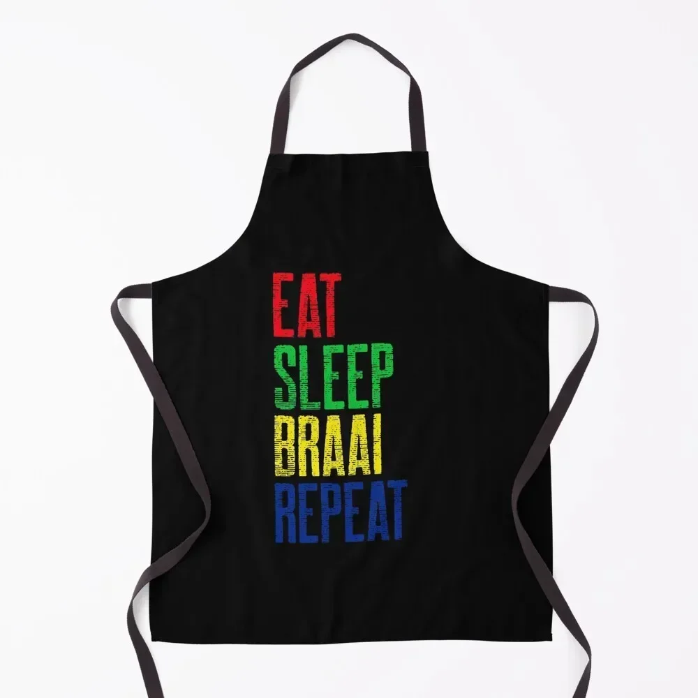 Южноафриканский фартук Eat Sleep Braai с повторяющимся нагрудником кухонная ручка для
