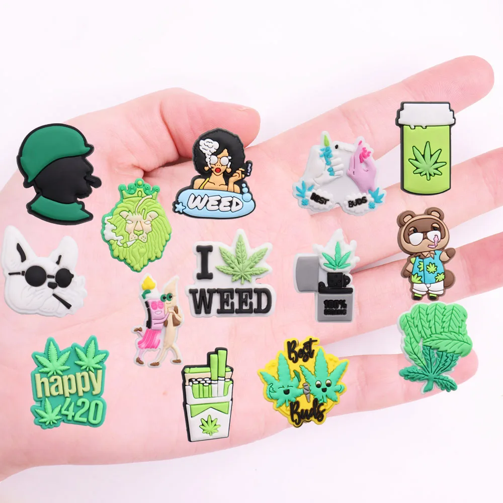 Новое поступление 1 шт. Зеленые Подвески для обуви аксессуары из ПВХ с листьями