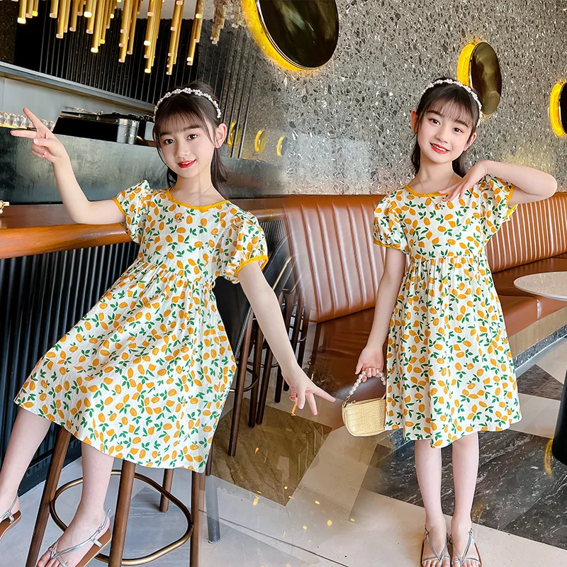 

5-13 Years Girls Sleeveless Flower Print Dresses Clothes Kids Summer Princess Dress Children Party Ball Pageant Dress Outfit