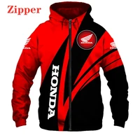 2022 new men honda car logo 3d print hoodie casual harajuku zipper sweatshirt pullover motorcycle racing hoody jacket red hoodie