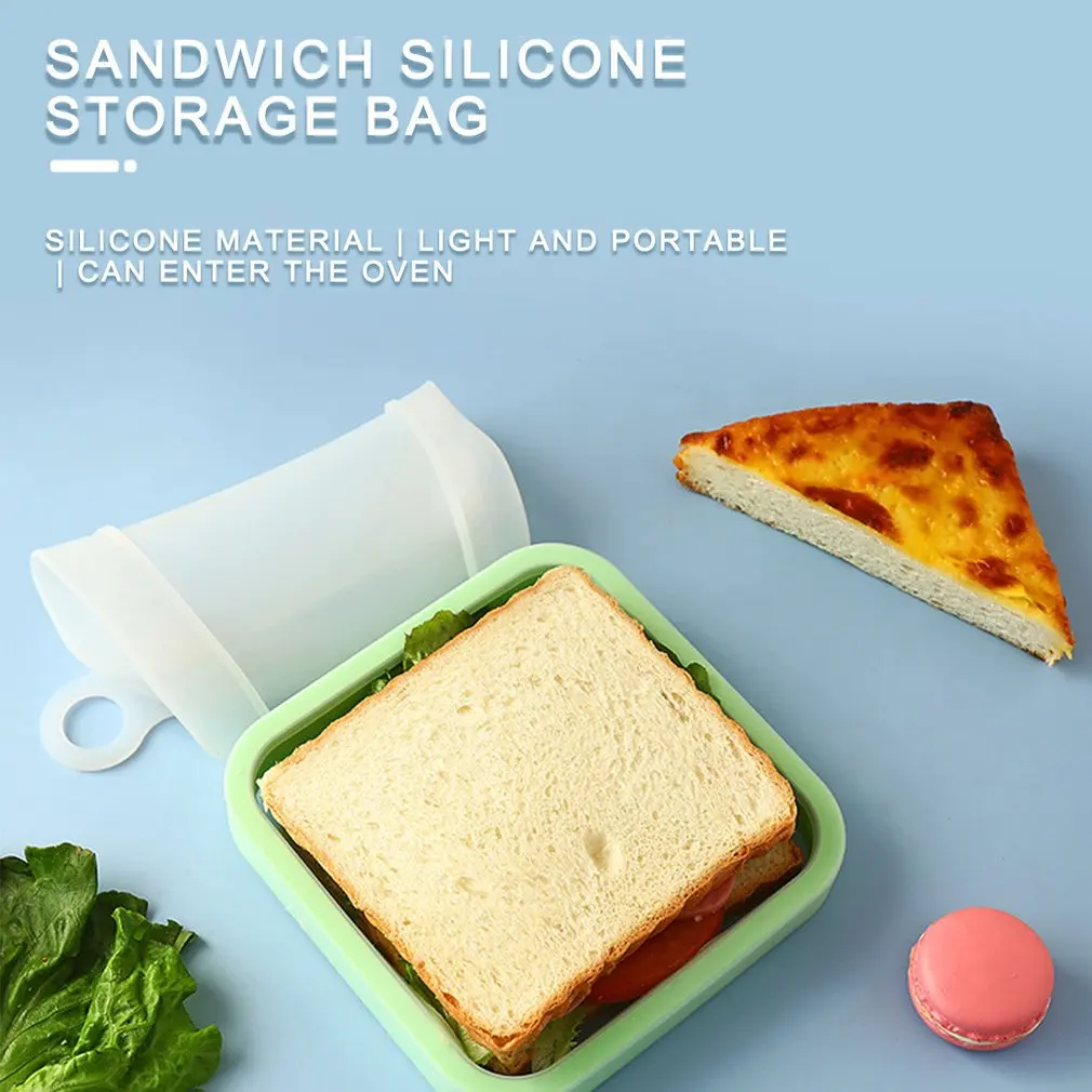 

Bento Box Sandwich Toast Case Silicone Lunch Box Leakproof Soft Sealed Lunch Box For Kid School Office
