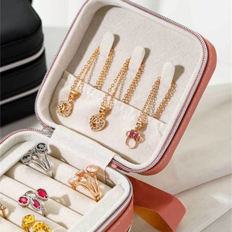 Миниатюрный дорожный футляр для ювелирных изделий из искусственной кожи