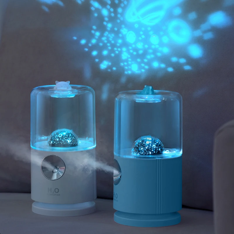 

1 Pcs Rotary Projector Humidifier 2022 Water Make-Up Atomizer Usb Atmosphere Starry Sky Desktop Fog Mute Humidifier