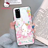 hello kitty for samsung s10s20s20fes21s21pnoto91020 ultra glass mirror cartoon personality mobile phone case