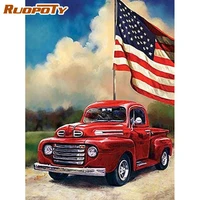 ruopoty red car scenery painting by numbers kits for adults handmade diy gift 40x50cm frame on canvas modern home decorations