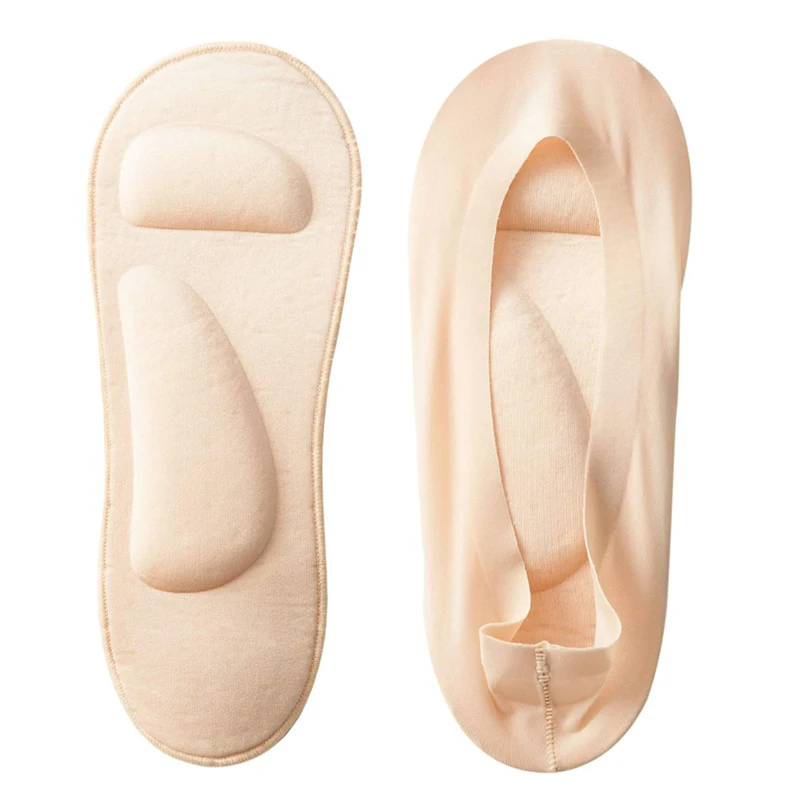 

3D Women's Invisible Socks Breathable Silicone Non-slip Ankle Sock Foot Pain Relief Arch Support Massage Ice Silk Insole Socks