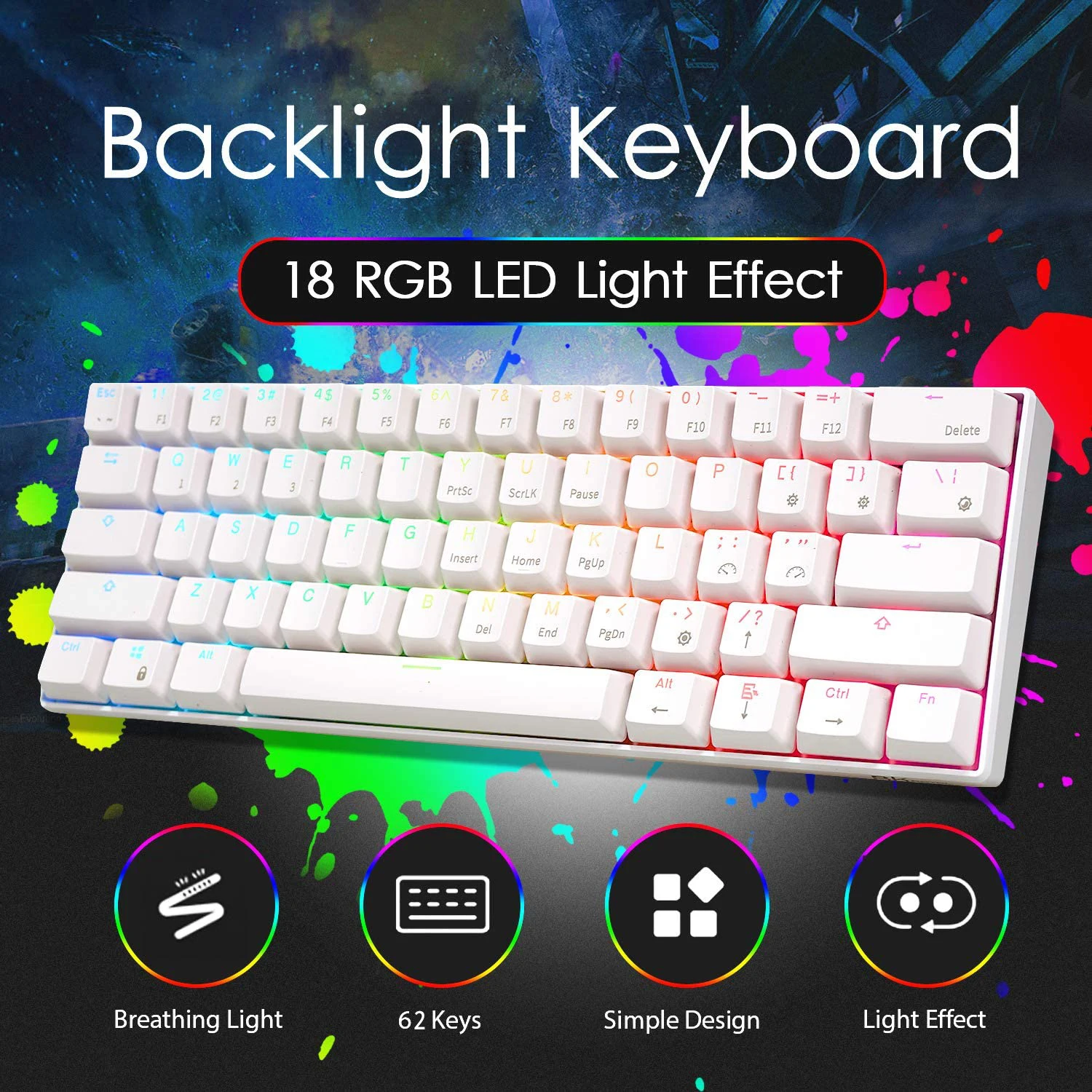 t60 mechanical gaming keyboard switch 62 keys usb wired compact portable design game for pc free global shipping