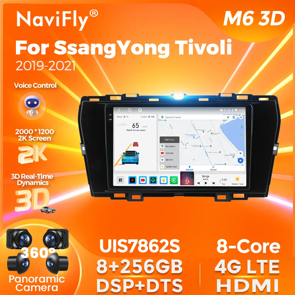 NaviFly Ai Voice 2K QLED Android автомобильное радио навигация CarPlay Универсальная