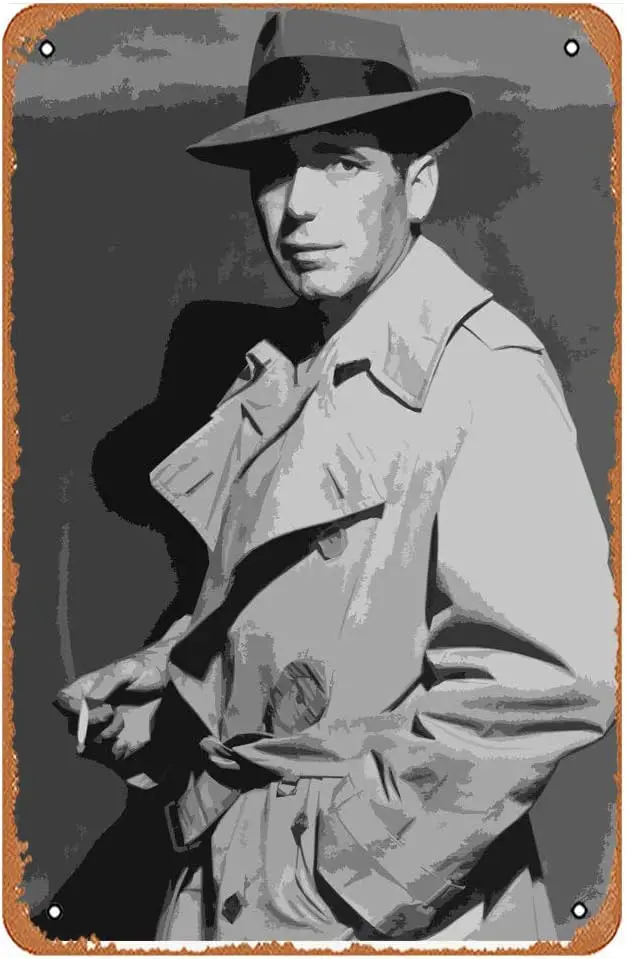 Muecddoa Vintage Tin Sign Rick Blaine Humphrey Bogart Casablanca Иллюстрация Музыкальный бар Паб Кафе Стена