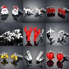 Роскошные ювелирные изделия, подарочные высококачественные запонки с Санта-Клаусом для мужчин, новинка, модные мужские запонки с рождественской елкой, аксессуары