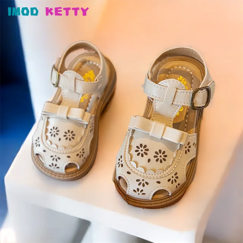 

Baby Sandals Girls 2023 Summer New Korean Edition Versatile Anti-Slippery Soft Soled Cut-Outs Kids Shoe Flower Bowknot Shoes