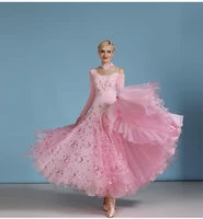 ladys high quality standard ballroom dance dresses pink elegant ballroom competition dance dress women waltz dancing skirt
