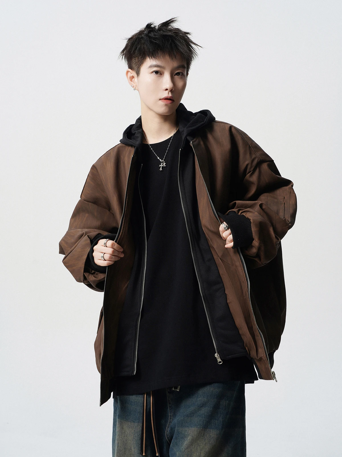 Оригинальная искусственная двухсекционная кожаная куртка на хлопковой