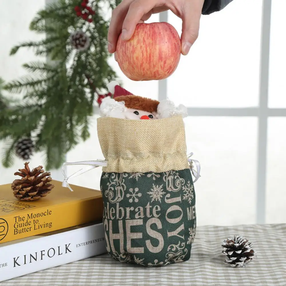 

Ornaments Portable Cloth Christmas Apple Candy Bag 2023 Gift Bags Navidad Noel Xmas Candy Apples Handle Bag Pouch Drawstring
