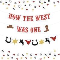 redgold how the west was one cowboy 1st birthday themed banner pull flag suit boy or girl 1st birthday party decorations