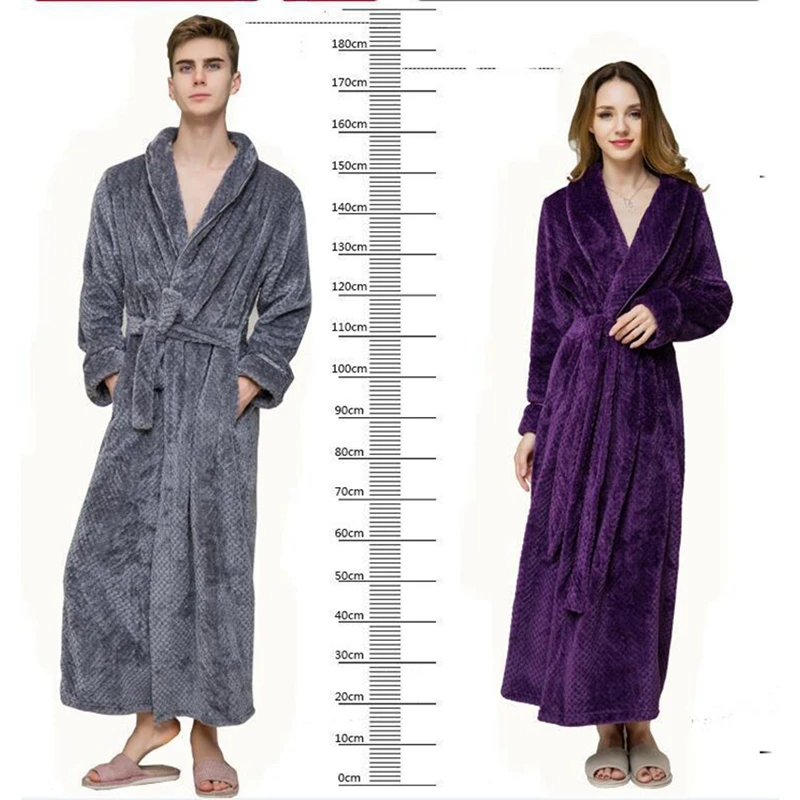 Winter Lovers Bathrobes Nightwear Men Women Suck Water Kimono Nightgowns Plus Size Spa Bath Robe Loose Dressing Gown
