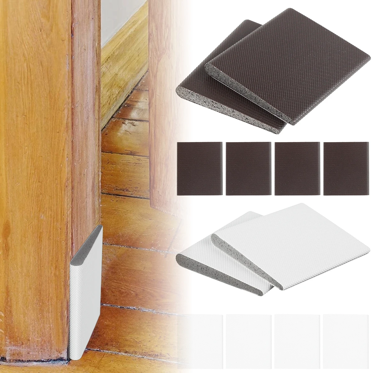 

6Pcs Self-Adhesive Door Corner Seals Cuttable Exterior Door Frame Seal Anti-Dust Wind-Proof Wedge Draft Stopper for Home Door