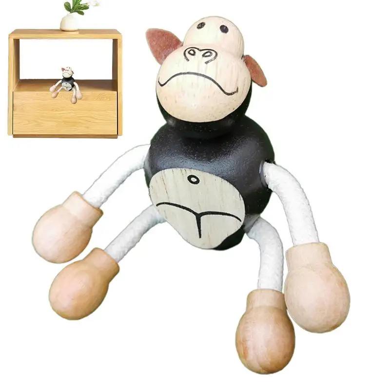

Gorilla Animal Toy Bendable Wooden Animal Monkey Statue Funny Figurine Home Decorations Fun Montessori Smooth Animal Toys